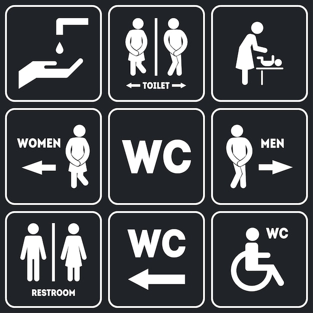 Znak WC dla wektora zestawu toaletowego