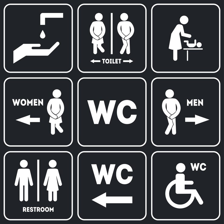 Znak WC dla wektora zestawu toaletowego