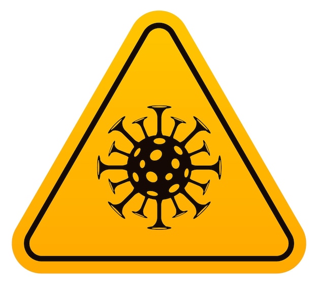 Plik wektorowy znak zagrożenia wirusem epidemia żółty trójkąt ostrzegawczy na białym tle