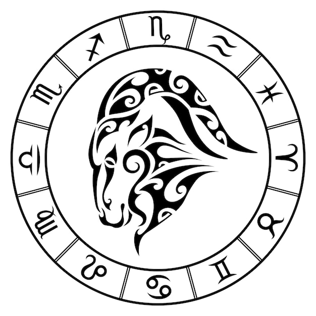 Znak Zodiaku Koziorożec W Stylu Tatuażu Maoryskiego