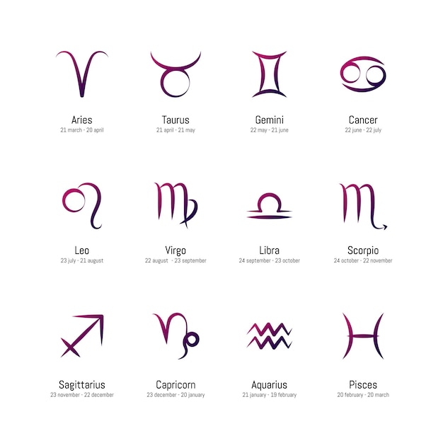 Plik wektorowy znaki dla horoskopu. symbole astrologii. zestaw znaków zodiaku