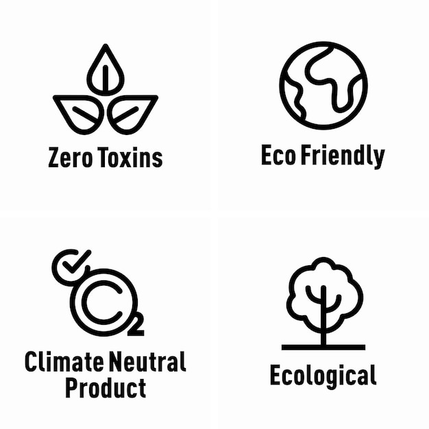 Plik wektorowy znaki informacyjne o wektorach ekologicznych, przyjazne dla środowiska, neutralne dla klimatu