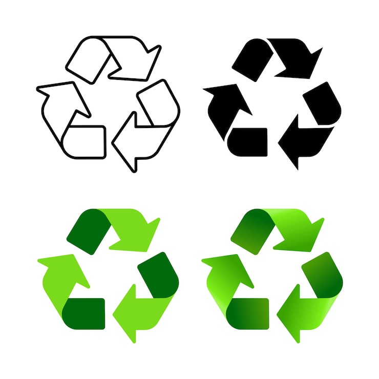 Wektor znaki recyklingowe w czterech stylach