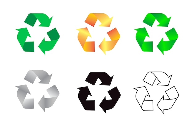 Znaki recyklingowe z wielobarwnymi znakami na białym tle