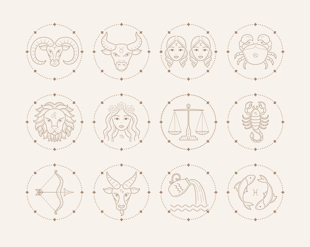 Znaki Zodiaku I Symbole. Ilustracje Astrologii