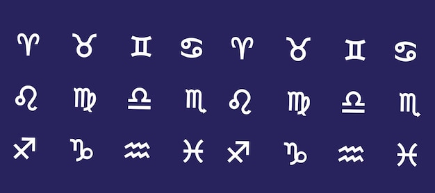 Znaki zodiaku Symbole zodiaku zestaw ikon ilustracja wektorowa zodiak zestaw gwiazd