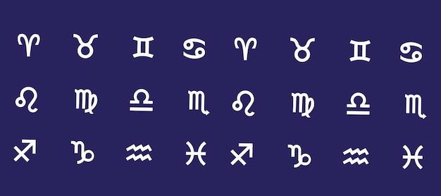 Znaki zodiaku Symbole zodiaku zestaw ikon ilustracja wektorowa zodiak zestaw gwiazd