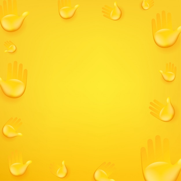 Znaki żółte Dłonie. Tło Wiadomości Mediów Społecznościowych. Skopiuj Miejsce Na Tekst