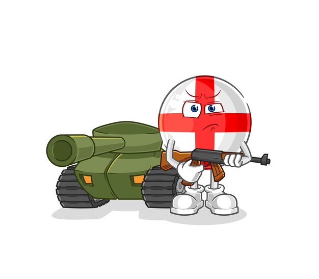 Plik wektorowy Żołnierz anglii z maskotką kreskówka postać czołgu wektor