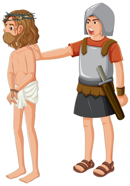 Plik wektorowy Żołnierz popychany przez jezusa ilustracja kreskówka wektor