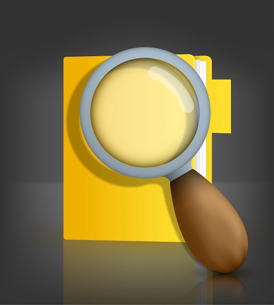 Plik wektorowy Żółta ikona folderu z powiększeniem