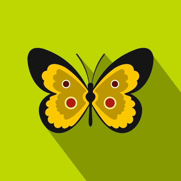 Plik wektorowy Żółta ikona motyla płaska ilustracja ikony wektora motyla dla sieci izolowanej na tle wapiennym