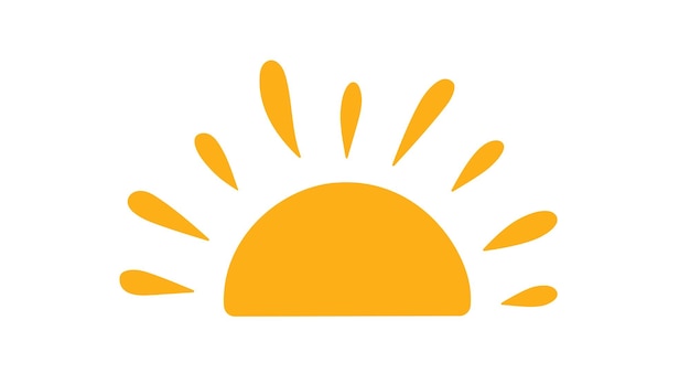 Plik wektorowy Żółta ikona pół słońca w stylu doodle ręcznie rysowane zachód słońca prosty symbol graficzny letnia ikona ciepła półokrągły element słoneczny ilustracja wektora izolowana na białym tle