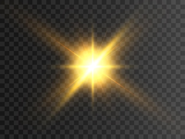 Żółta świecąca Przezroczysta Flara Soczewkowa Z Efektem świetlnym Gwiazda Słońce Wektor