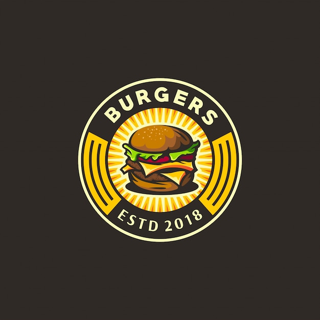 Żółte I Ciemne Logo Burger