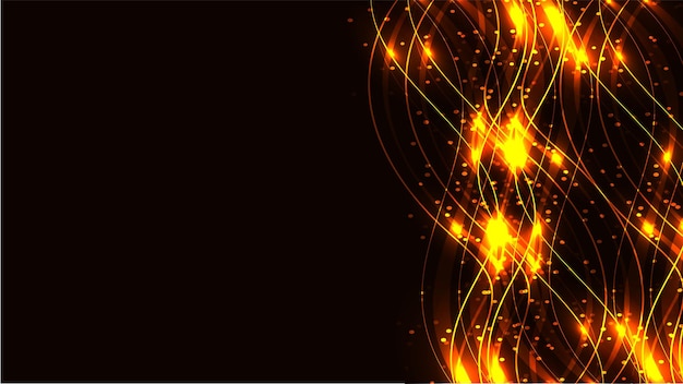 Plik wektorowy Żółte przezroczyste abstrakcyjne błyszczące magiczne kosmiczne magiczne linie energetyczne promienie z blaskiem i kropkami