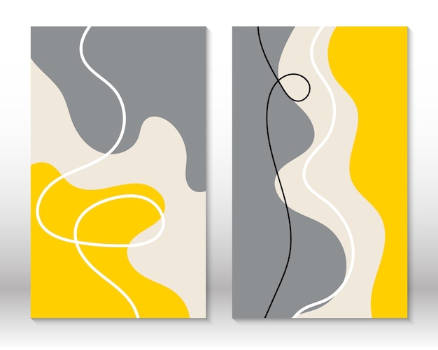 Żółte Szare Kolory Nowoczesne Abstrakcyjne Malarstwo Zestaw Płynnych Geometrycznych Kształtów Abstrakcyjne Ręcznie Rysowane Kształty Efektu Akwareli Projekt Wystroju Domu Nowoczesna Sztuka Druku Współczesny Design