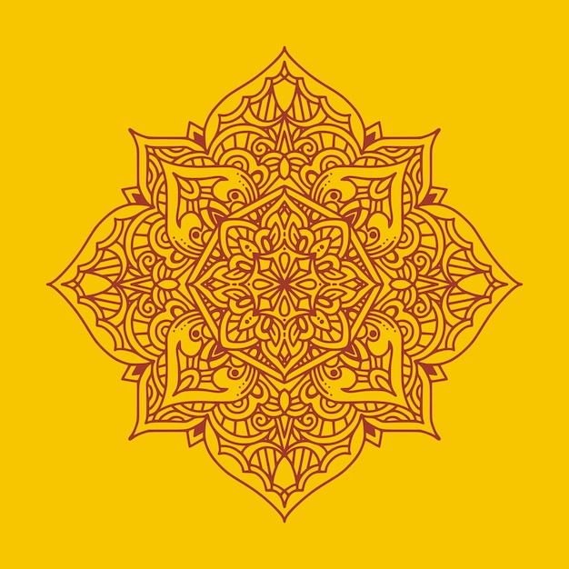 Plik wektorowy Żółte tło z czerwoną mandalą żółte tło z czerwoną mandalą ilustracji wektorowych