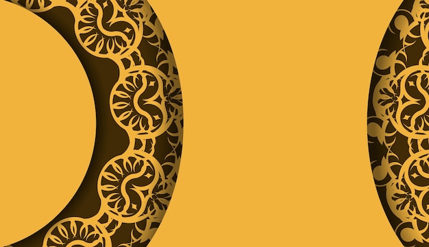 Plik wektorowy Żółte tło z greckimi brązowymi ornamentami i miejscem na logo