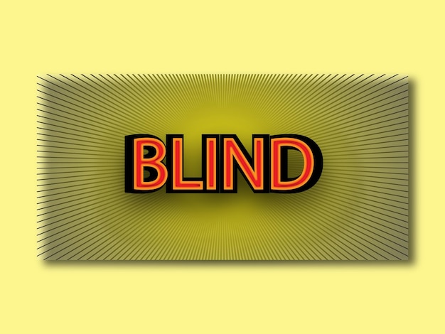 żółte tło z znakiem z napisem " Blind text effect design "