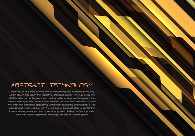 Żółtego Obwodu Geometryczna Lekka Energia Na Czarnym Futurystycznym Tle.