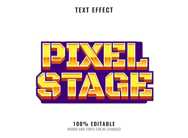 Żółto-fioletowy Pikselowy Etap 3d Efekt Tekstowy W Stylu Retro Z Logo Gry