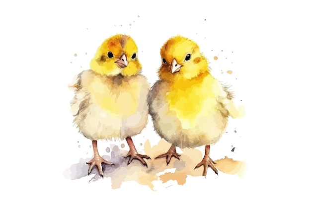 Plik wektorowy Żółty akwarelowy kurczak słodkie małe pisklęta wektorowy projekt ilustracji
