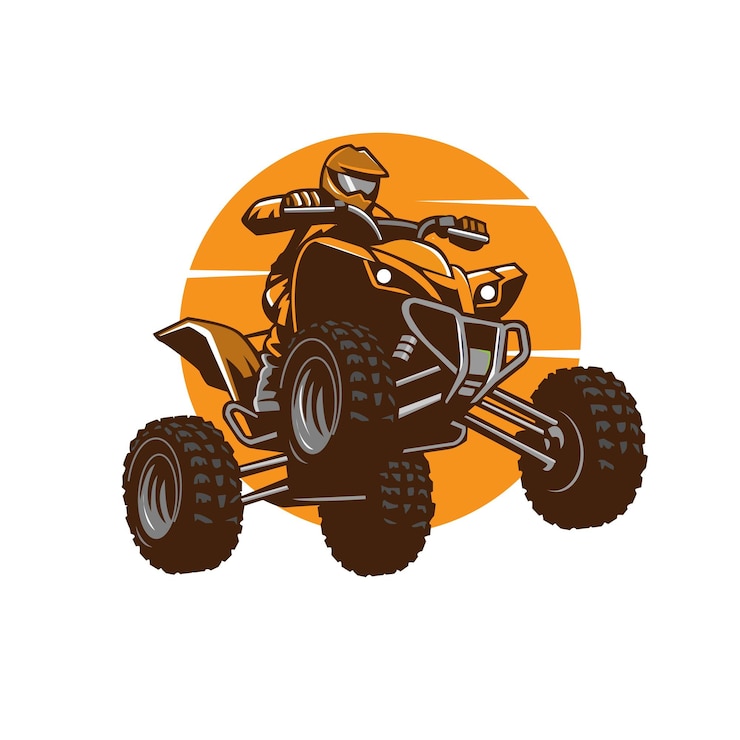 Wektor żółty atv skaczący za słońcem