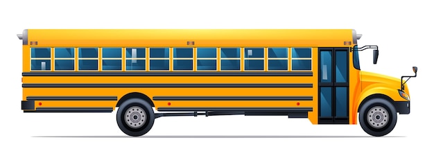 Żółty Autobus Szkolny Widok Z Boku Wektor Ilustracja Na Białym Tle