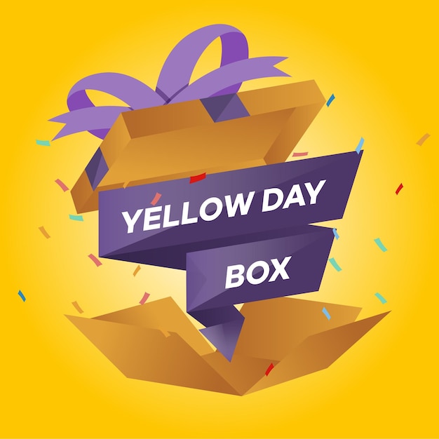 Żółty Dzień Pudełko Szczęśliwy żółty Dzień Kolorowa Płaska Grafika Wektorowa Ilustracja Na Białym Tle