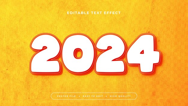Żółty i biały 2024 3d edytowalny efekt tekstu styl czcionki