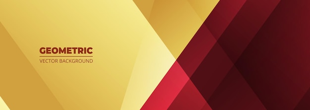 Plik wektorowy Żółty i czerwony nowoczesny abstrakcyjny szeroki transparent z kształtami geometrycznymi ciemnoczerwone i żółte tło abstrakcyjna