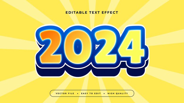 Żółty i niebieski 2024 3d edytowalny efekt tekstu styl czcionki