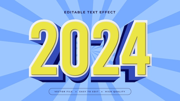 Żółty i niebieski 2024 3d edytowalny efekt tekstu styl czcionki