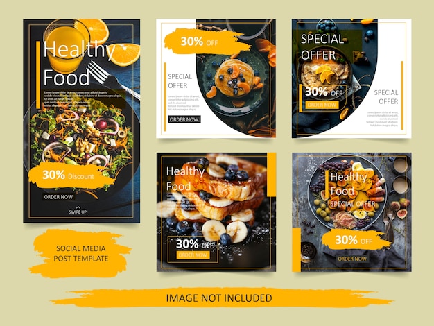 Plik wektorowy Żółty instagram szablon post żywności i kulinarne sprzedaż