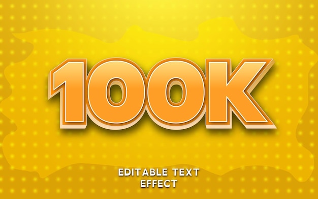 Plik wektorowy Żółty kolor 100k 3d edytowalny efekt tekstowy