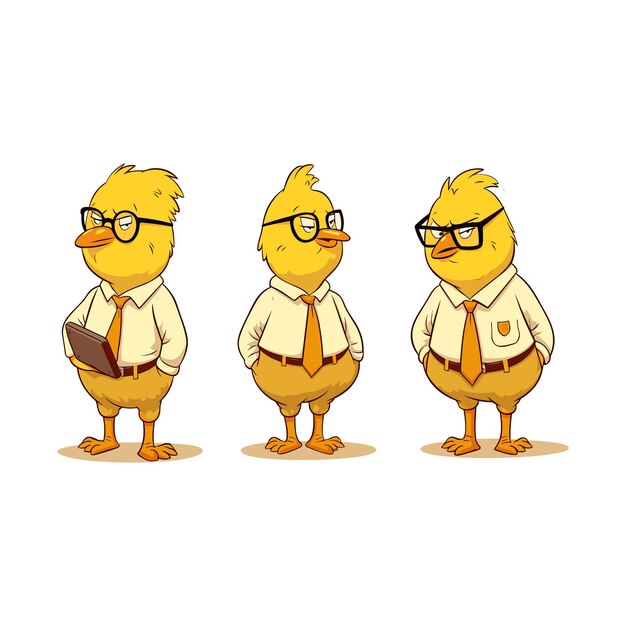 Plik wektorowy Żółty kurczak w stylu kreskówkowym prostym