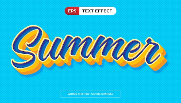 żółty letni efekt tekstowy 3D edytowalny styl tekstu tytułu komiksu