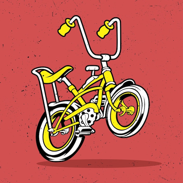 Żółty Niski Rower Jeździec W Czerwonym Tle Vintage Wektor Swobodny
