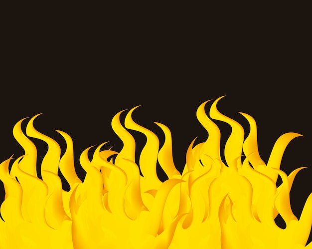 Żółty Ogień Na Czarnym Tle Ilustracji Wektorowych