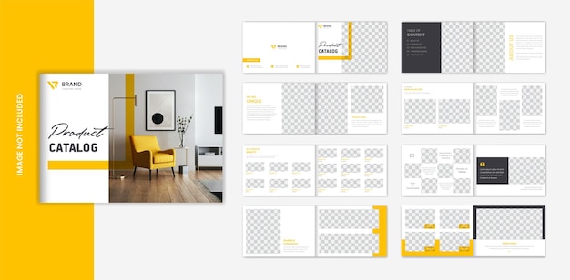 Żółty Projekt Broszury Z Katalogiem Produktów Z Minimalnym Wektorem Kształtów