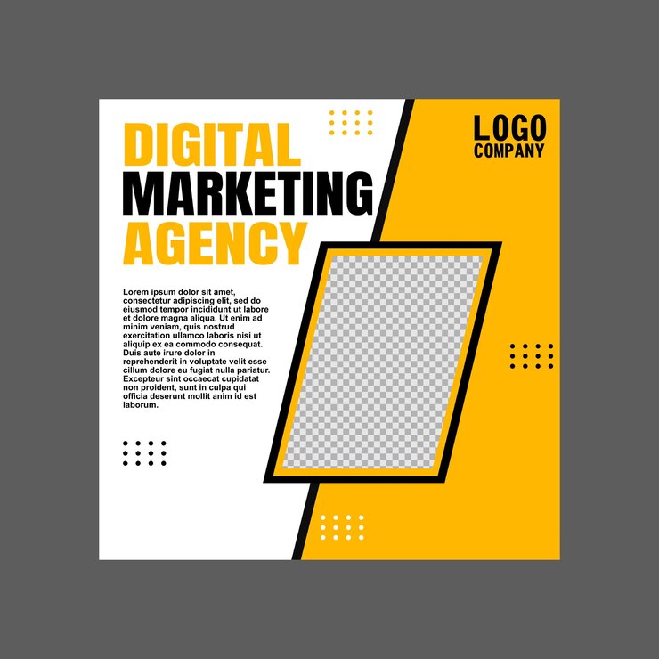 Wektor żółty projekt postów w mediach społecznościowych dla firm zajmujących się marketingiem cyfrowym