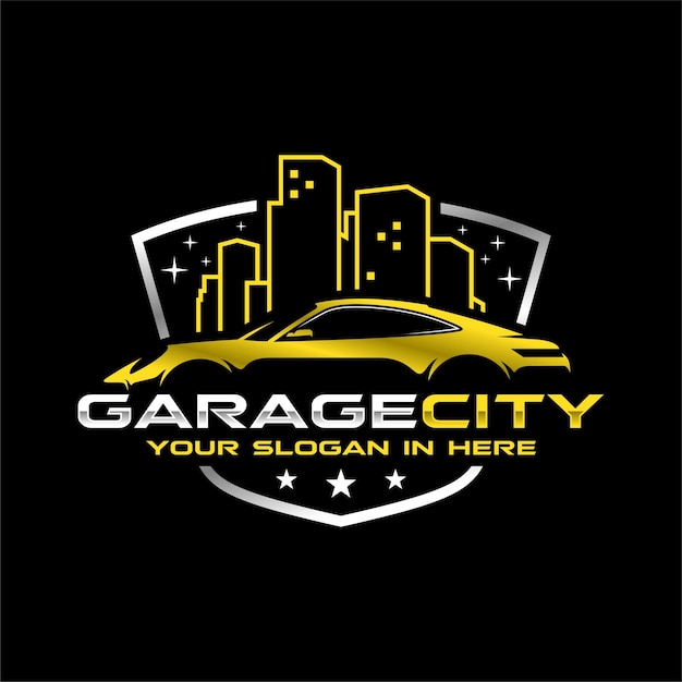 Plik wektorowy Żółty samochód z logo miasta