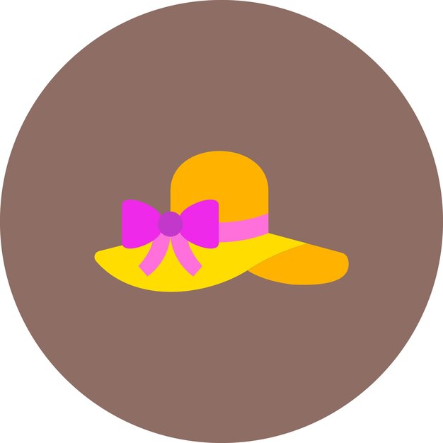 Plik wektorowy Żółty słomkowy kapelusz z różowym łukiem