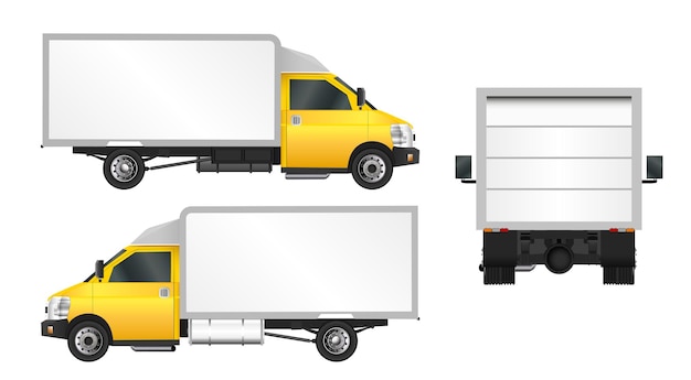 Plik wektorowy Żółty szablon ciężarówki. dostawa miejskiego pojazdu użytkowego.