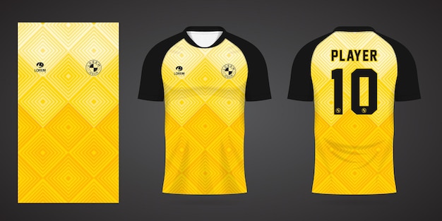 Żółty Szablon Koszulki Sportowej Do Strojów Drużynowych I Koszulki Piłkarskiej