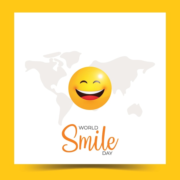 Plik wektorowy Żółty sztandar światowego dnia uśmiechu plakat światowego dnia szczęścia