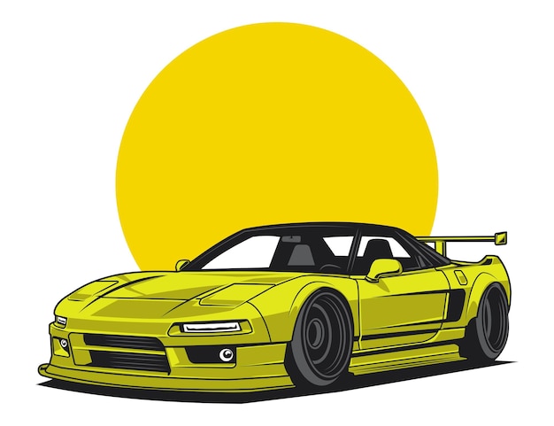 żółty ton 90-latek super samochód projekt ilustracji graficznej wektor