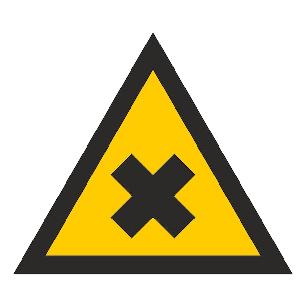 Plik wektorowy Żółty trójkąt czarny krzyż substancja toksyczna znak ostrzegawczy niebezpieczeństwo pojedynczo na białym tle