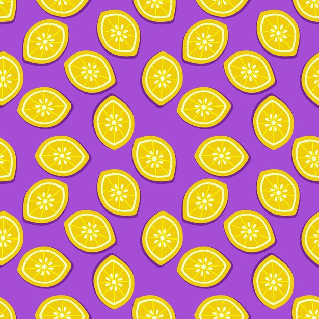 żółty wzór cytryny na fioletowym tle
